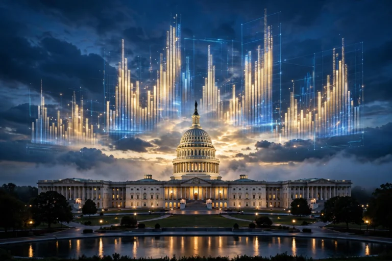 The Smarter Way to Tax the Rich? Why Economists Are Eyeing Corporate Taxes Instead US Capitol with financial charts